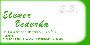 elemer bederka business card